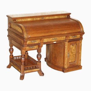 Bureau Tambour Victorien Antique en Noyer de Shannon File Co., 1880s