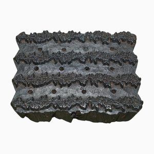 Grande blocco da stampa floreale antico intagliato a mano per carta da parati