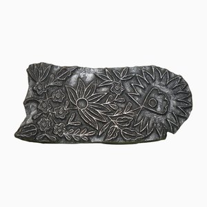 Antique Hand Carved Oval Floral Printing Block for Wallpaper