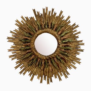 Mid-Century Sun Mirror in Wood