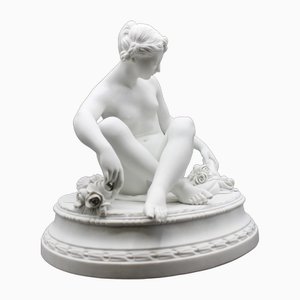 Biscuit Porcelain Nude with Flowered Quiver After Falconet from La Manufacture de Villenauxe