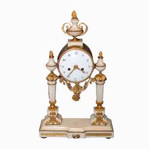 Louis XVI Portico Clock in Marble and Gilt Bronze