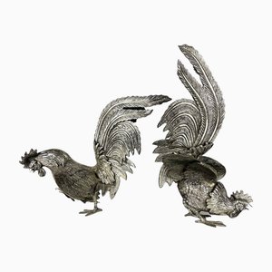Cast Roosters, 1900s, Set of 2