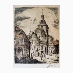 Josef Steib, Kirche in Vechta, 1928, Acquaforte