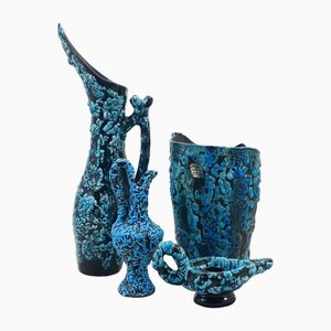 Vases Fat Lava Sea-Foam Glaze de Cyclope & Vallauris, 1950s, Set de 4