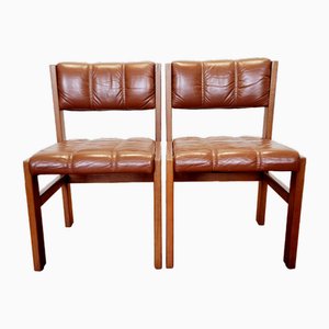 Mid-Century Teak & Leather Dining Chairs attributed to Danish Deluxe Chairs, Denmark, 1975, Set of 8