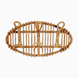 Vintage Rattan Bamboo Wall Hanger, Italy, 1970s