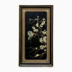 Chinese Lacquered and Painted Glass Panel, 1960s