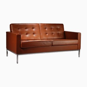 Tan Leather Sofa by Florence Knoll Bassett for Knoll Inc. / Knoll International, 2006
