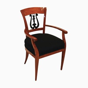 Biedermeier Armchair in Cherry Wood with Lyre Decor, South Germany, 1820s