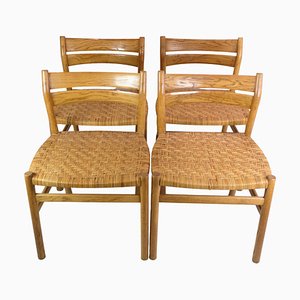 Dining Chairs with Wicker Seats attributed to Børge Mogensen for C.M. Madsen, 1960s, Set of 4