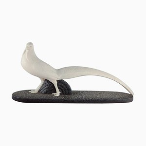 Art Deco White Pheasant in Earthenware Sculpture from Sèvres, 1930s