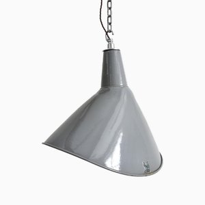 Lámpara colgante Benjamin industrial elíptica en gris, años 50