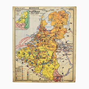 Vintage French Hatier 59 Belgium/Holeland/Luxembourgg Wall Map, 1960s