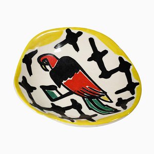 French Ceramic Parrot Dish by Roland Brice, Biot, 1950s