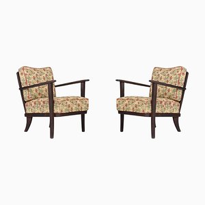 Armchairs with Floral Upholstery, France, 1950s, Set of 2