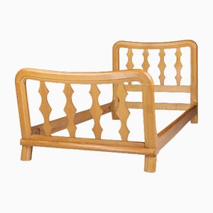Mid-Century Modern Bed Frames in Blond Oak attributed to Guillerme Et Chambron, France, 1960s