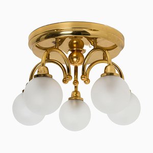 Brass and Milk Glass Flush Mount in the style of Limburg, 1970s