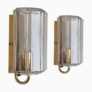 Glass Wall Lights attributed to Glashütte Limburg, Germany, 1960s, Set of 2