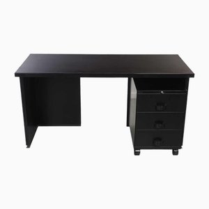 Black Desk Graphis with Separate Chest of Drawers attributed to Osvaldo Borsani for Tecno, Set of 2