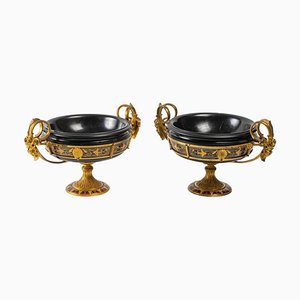 Late 19th Century Bronze and Black Marble Cups, Set of 2