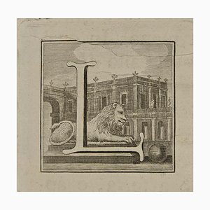 Luigi Vanvitelli, Letter of the Alphabet L, Etching, 18th Century