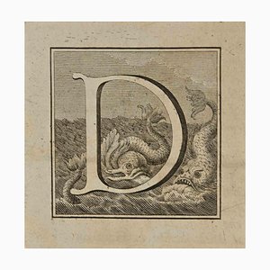 Luigi Vanvitelli, Letter of the Alphabet D, Etching, 18th Century