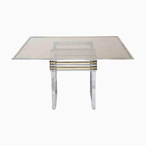 Vintage Chromed and Brass Table, Italy, Early 1970s