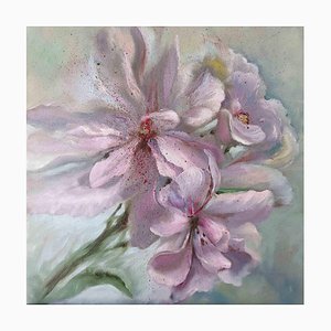 Elena Mardashova, Rododendro rosa, óleo sobre lienzo, 2020