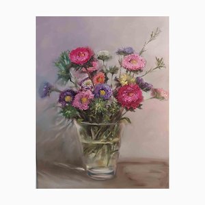 Elena Mardashova, Happy Flowers, Huile sur Toile, 2020