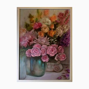 Elena Mardashova, Rosas de colores, óleo sobre lienzo, 2020