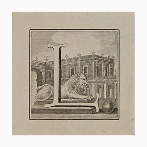 Luigi Vanvitelli, Letter of the Alphabet L, Etching, 18th Century