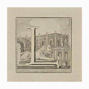 Luigi Vanvitelli, Letter of the Alphabet L, Etching, 18th Century