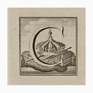 Luigi Vanvitelli, Letter of the Alphabet C, Etching, 18th Century