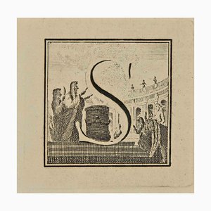 Luigi Vanvitelli, Letter of the Alphabet S, Etching, 18th Century