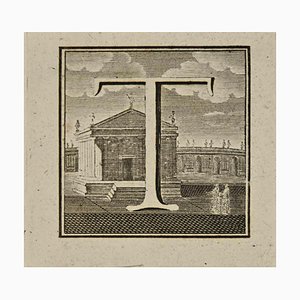 Luigi Vanvitelli, Letter of the Alphabet T, Etching, 18th Century