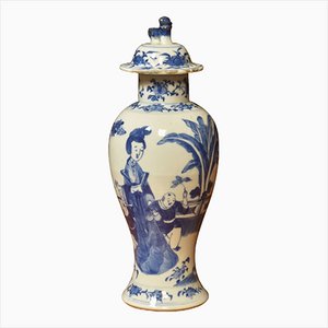 Chinesische Vase in Blau & Weiß, 19. Jh.