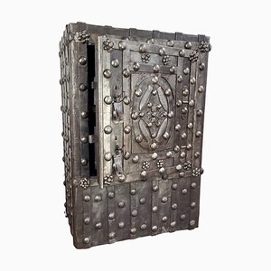 18th Century Italian Wrought Iron Antique Hobnail Safe or Strong Box, 1700s