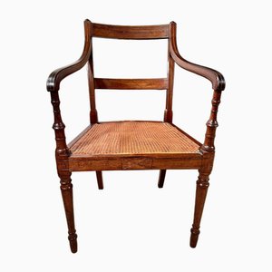 Regency Cane and Brass Inlaid Elbow Chair, 1830s