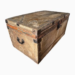 Georgian Brass Studded Leather and Hide Bound Captains Travel Chest, 1750s