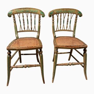 Georgian Cane and Mahogany Chairs, Ireland, 1830s, Set of 2