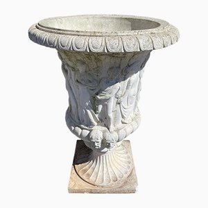 Urna da giardino architettonica antica in marmo