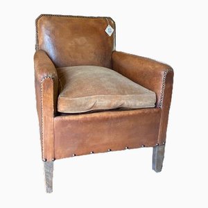 French Studded Leather Club Chair, 1920s