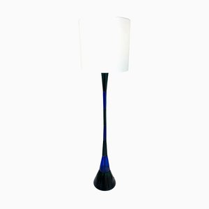 Mid-Century Modern Blue & Green Murano Glass Floor Lamp attributed to Fulvio Bianconi from Venini, 1950s