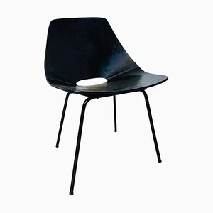 Black Tonneau Chair attributed to Pierre Guariche, 1950s