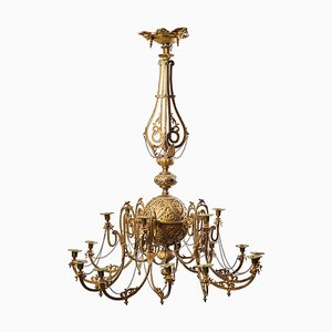 Lámpara de araña sueca antigua de bronce