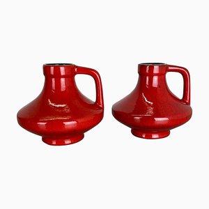 Red-Glaze Fat Lava UFO Vases attributed to Jopeko, Germany, 1970s, Set of 2