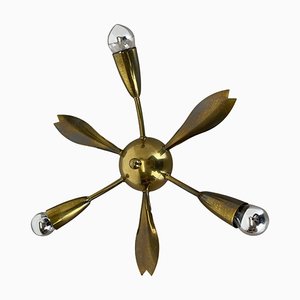 Italian Brass Theatre Wall Ceiling Light by Gio Ponti in the style of Stilnovo, Italy, 1950s