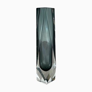 Large Grey Murano Glass Sommerso Vase attributed to Flavio Poli, Italys, 1970s