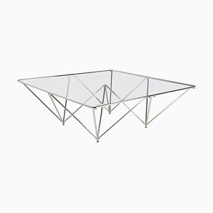 Post-Modern Italian Coffee Table in Steel & Tempered Glass, 2000s